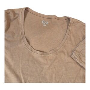 Flax 3/4‎ Length Tunic Shirt Saddle Brown Cotton Made In USA Women's L